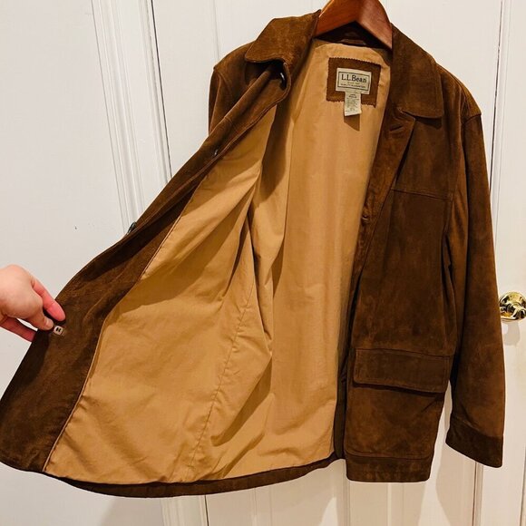LL Bean Mens Brown Soft Leather Barn Hunting Chore Jacket Vintage Size L… - Picture 9 of 16